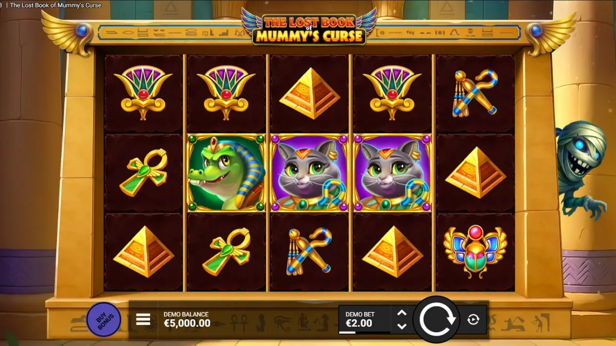 The Lost Book of Mummy’s Curse slot machine interface