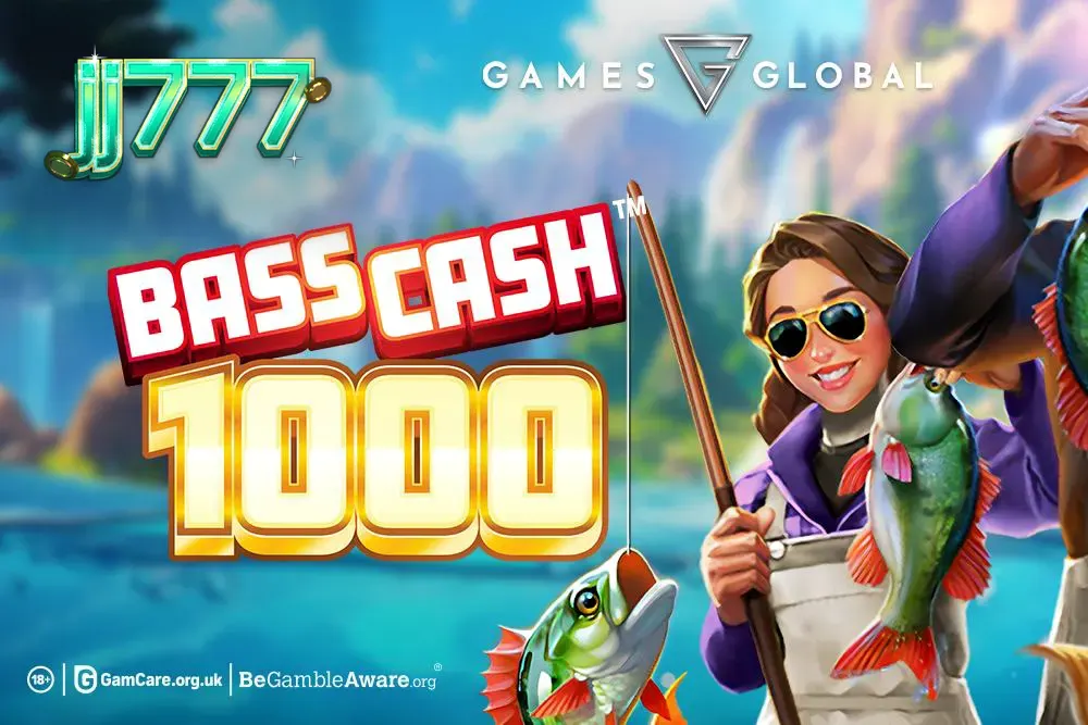 Isang visual na representasyon ng Bass Cash 1000 slot game na may temang pangingisda.